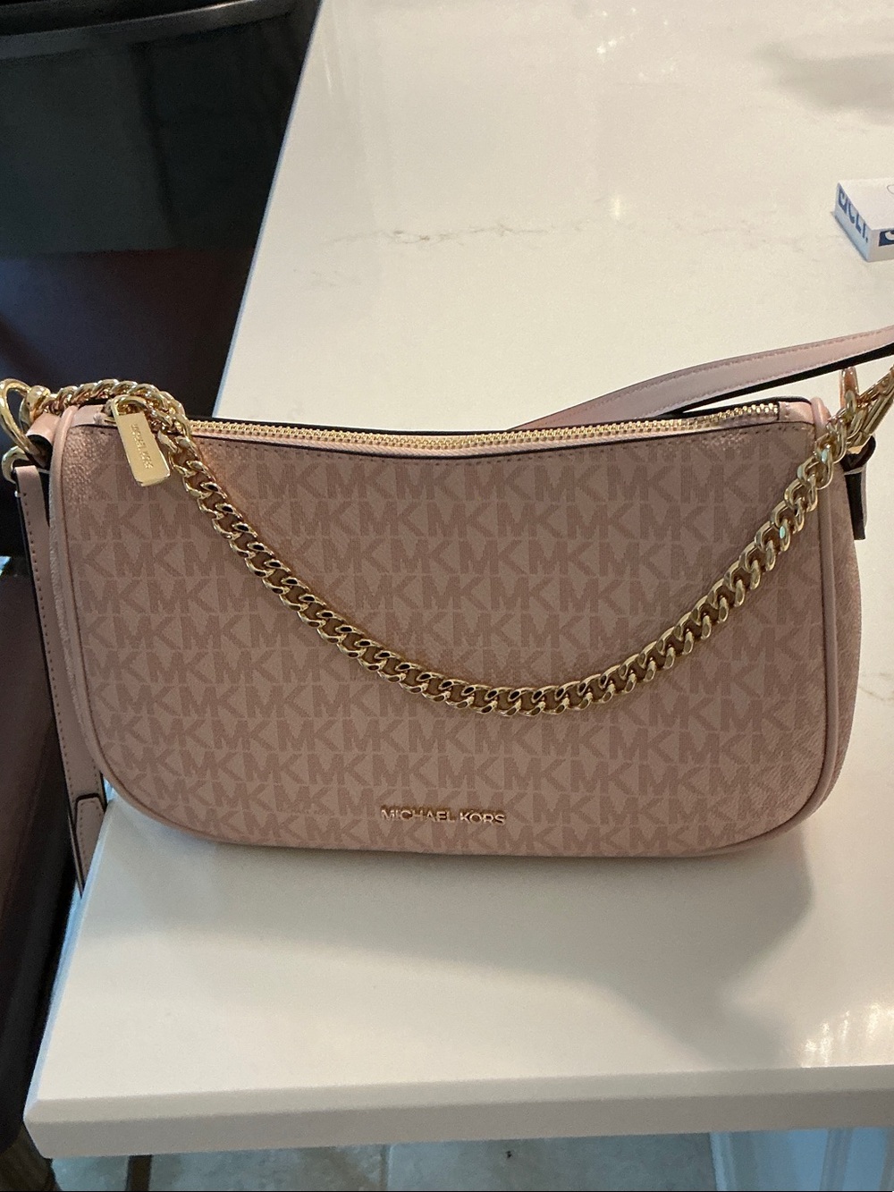 Michael Kors Blush Logo-Print Chain Shoulder Bag-Carmela Medium crossbody